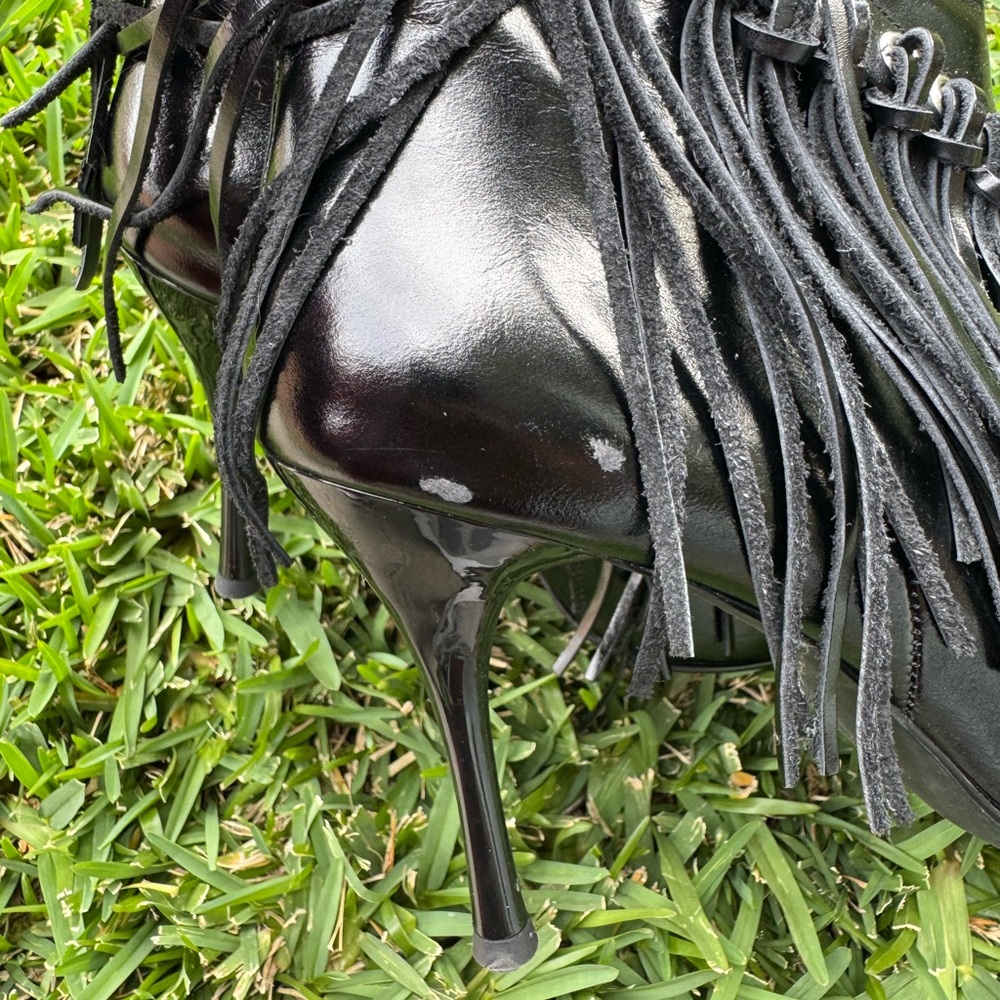 Jeffrey Campbell Fringe Black Women's Heeled Boots - Picture 6 of 16